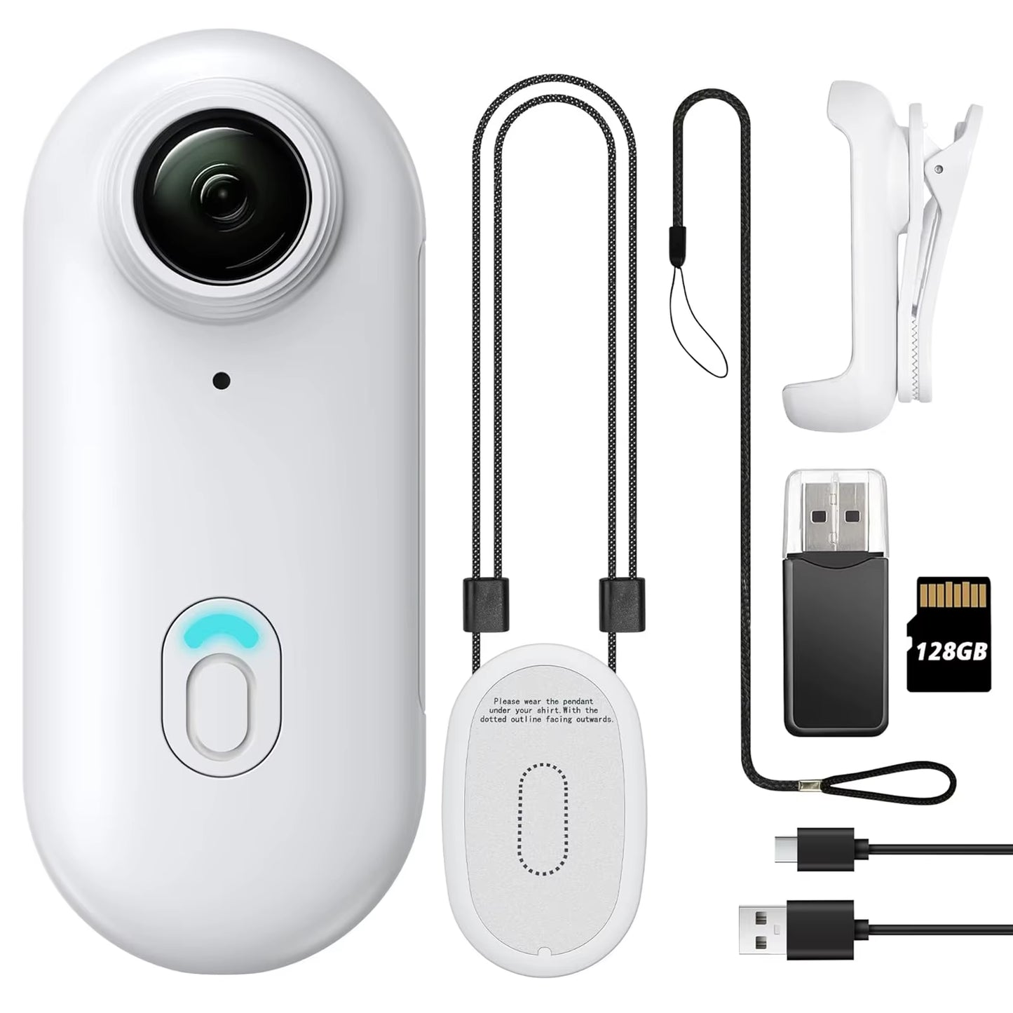 4K 128GB UHD Mini Body Camera Wearable Action Body Cam Thumb Size Hands Free Recording Body Worn Camera, Premium Portable
