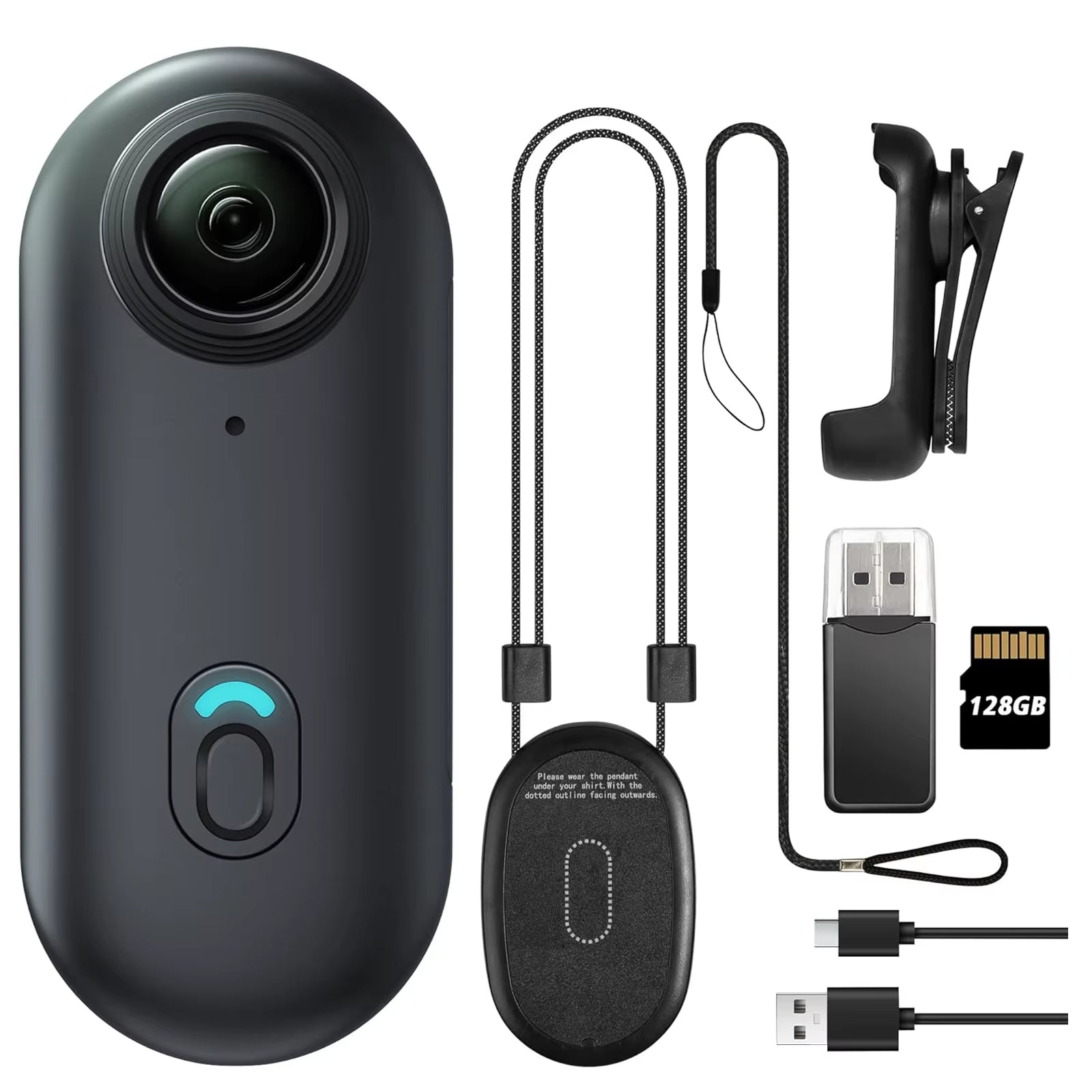 4K 128GB UHD Mini Body Camera Wearable Action Body Cam Thumb Size Hands Free Recording Body Worn Camera, Premium Portable